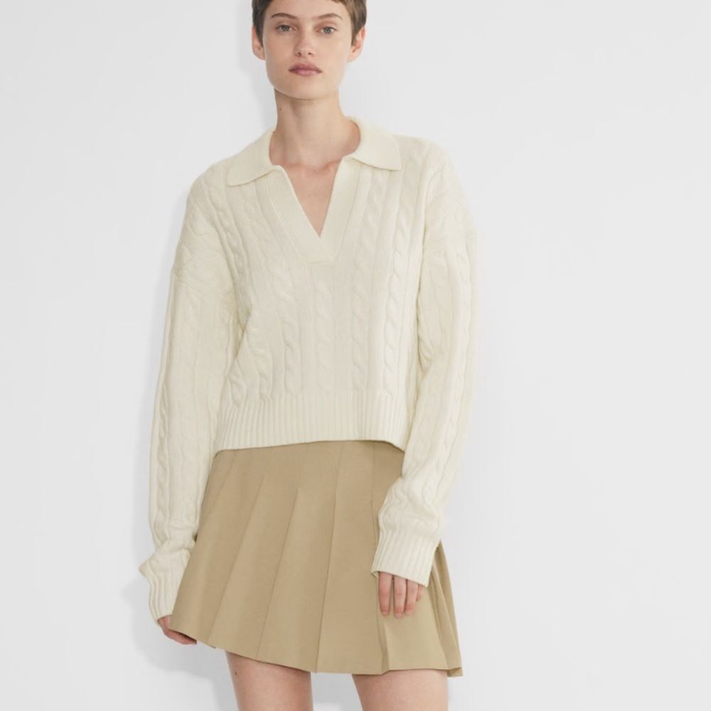 Aritzia Sunday Best Lottie Cropped Cable Knit Sweater Women’s Small